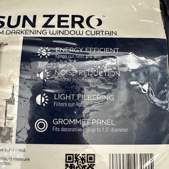 Sun Zero Room Darkening Window Curtain 50x84 Grey Cadiz 1 Grommet Panel - Picture 5 of 9